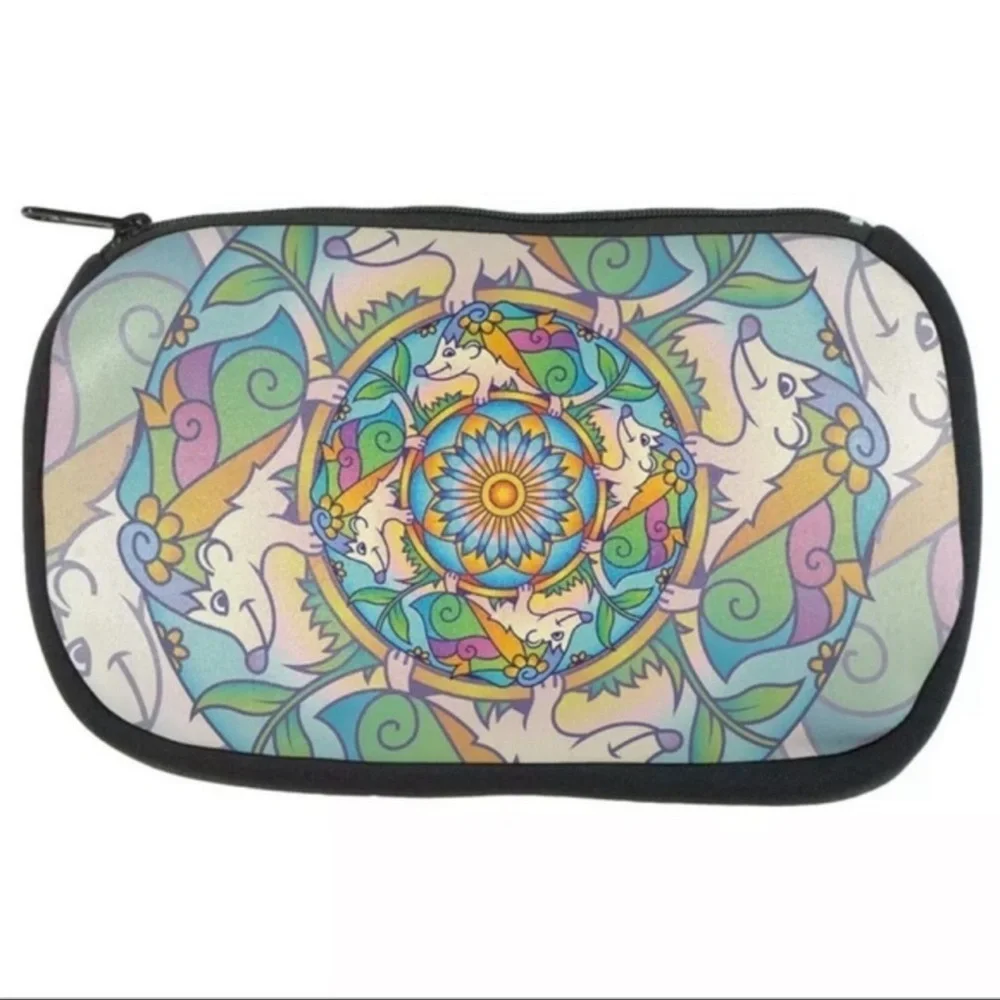 Hedgehog Mandala Neoprene Makeup or Pencil Case, NWOT